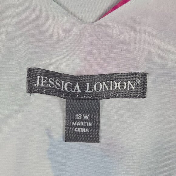 Jessica London Plus 18W White Floral Sleeveless Fit & Flare Dress V-Neck - Picture 7 of 12